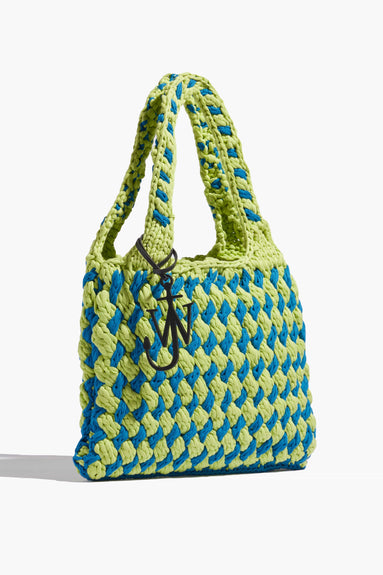 JW Anderson Top Handle Bags Flat Knitted Shopper Bag in Lime/Cyan Blue JW Anderson Flat Knitted Shopper Bag in Lime/Cyan Blue