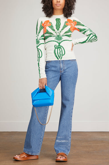 JW Anderson Tops Iris Print Long Sleeve Top in Off White