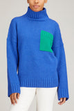 JW Anderson Sweaters Patch Pocket Turtleneck Jumper in Blue/Green