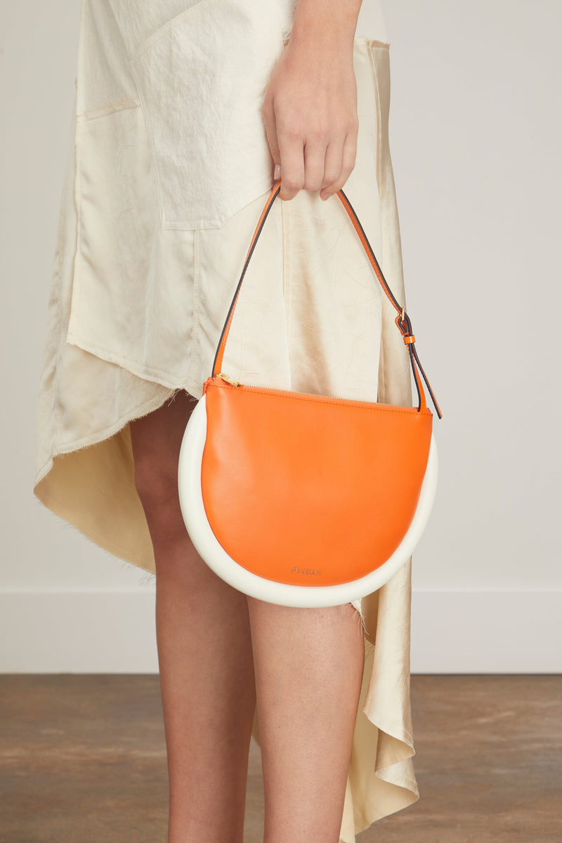 BUMPER-MOON LEATHER SHOULDER BAG in white