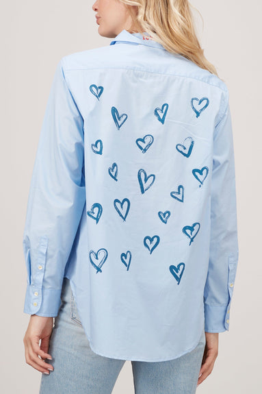 Kerri Rosenthal Tops Mia Sketch Heart Shirt in Oxford Blue