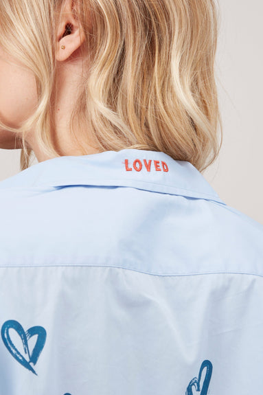 Kerri Rosenthal Tops Mia Sketch Heart Shirt in Oxford Blue