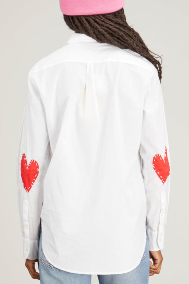 Kerri Rosenthal Tops Mia Patchwork Love Shirt in White Kerri Rosenthal Mia Patchwork Love Shirt in White