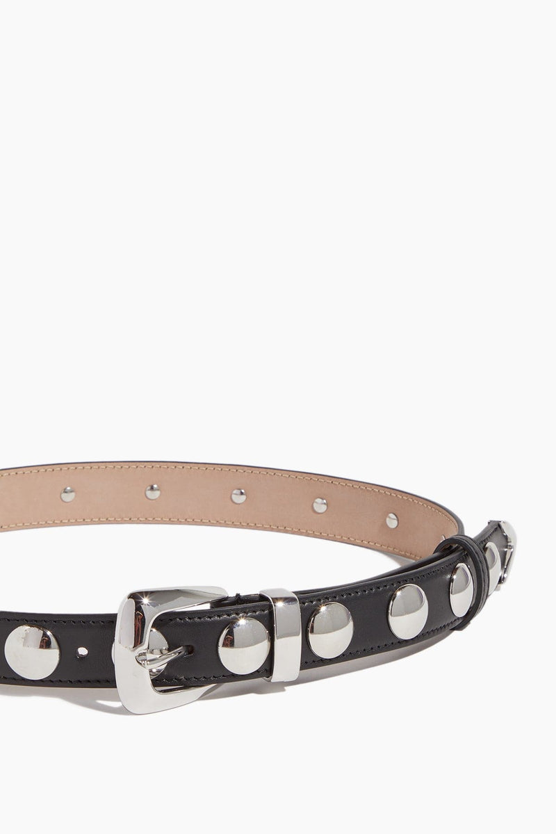 Khaite - Benny Black Suede & Silver Buckle Belt