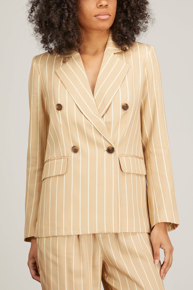 Kitri Josephine Double Breasted Blazer in Camel Stripe – Hampden