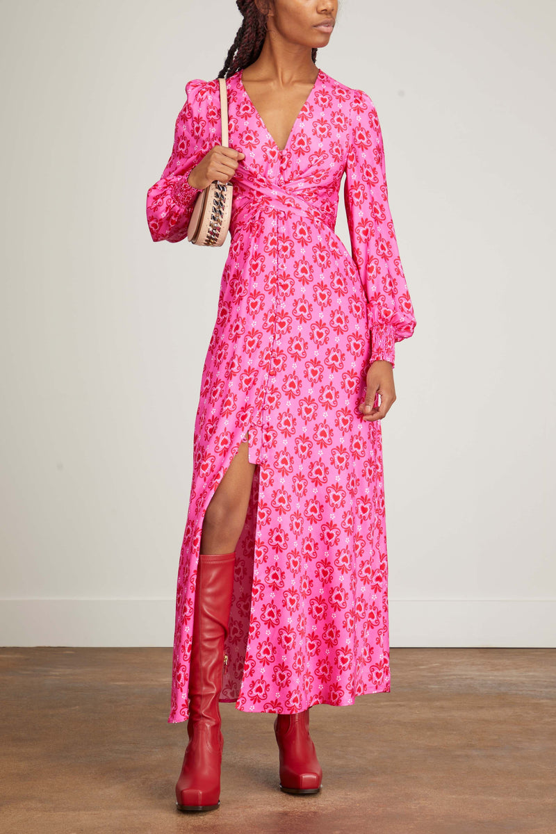 Kitri Aurora Maxi Dress in Pink Heart Print – Hampden Clothing