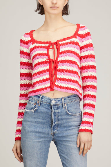 Kitri Tops Dionne Knit Cardigan in Pink Stripe Kitri Dionne Knit Cardigan in Pink Stripe