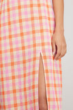 Kitri Dresses Mara Midi Dress in Orange and Pink Check