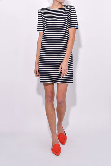 KULE Clothing The Tee Dress in Navy/Cream