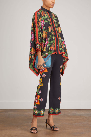 La Double J Tops Foulard Shirt in Folk Flowers Nero Placee