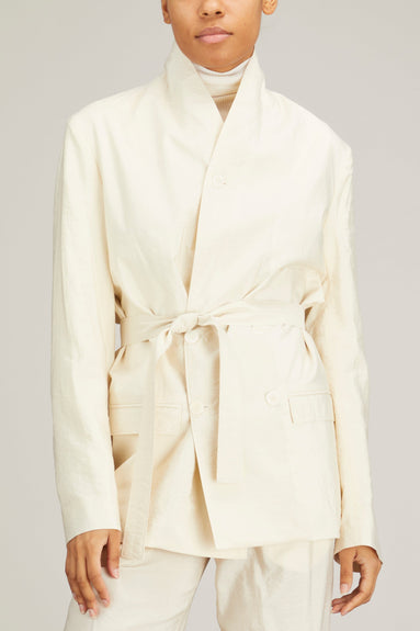 Lemaire Jackets Belted Jacket in Light Cream