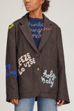 Lingua Franca Jackets Beaded Wool Jacket in Plaid Multi