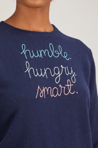 Lingua Franca Sweaters Hungry. Humble. Smart. Crewneck in Navy