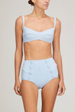 Lisa Marie Fernandez Swimwear Balconnette High Waist Bikini in Vintage Blue Seersucker Lisa Marie Fernandez Balconnette High Waist Bikini in Vintage Blue Seersucker