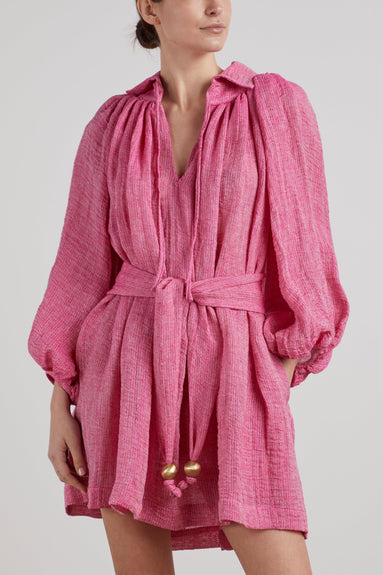 Lisa Marie Fernandez Dresses Poet Mini Dress in Fuchsia/White Lisa Marie Fernandez Poet Mini Dress in Fuchsia/White