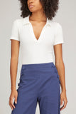 Lisa Marie Fernandez Tops Polo Bodysuit in White Terry Cloth