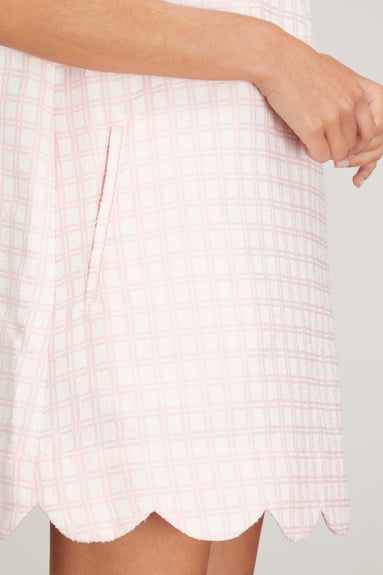Lisa Marie Fernandez Dresses Scallop A-Line Mini Dress in Vintage Pink Check