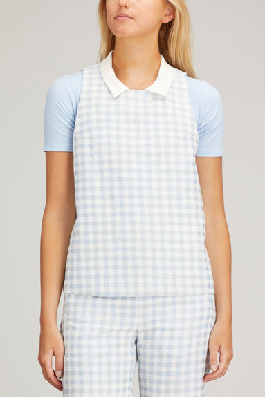 Lisa Marie Fernandez Tops Sleeveless Trapeze Top in Vintage Blue Gingham Lisa Marie Fernandez Sleeveless Trapeze Top in Vintage Blue Gingham