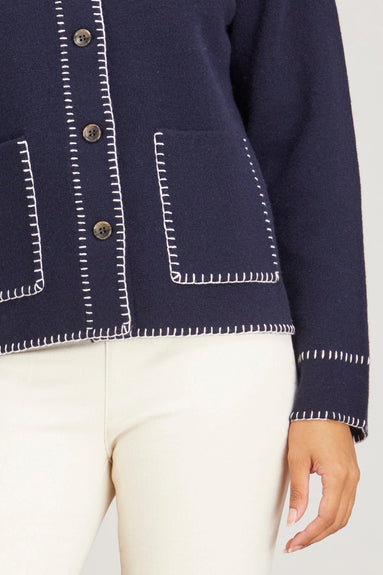 Lisa Yang Sweaters Bily Cardigan in Navy