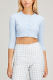 Lisa Marie Fernandez Sweaters Cardigan in Vintage Blue Seersucker