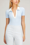 Lisa Marie Fernandez Tops Polo Bodysuit in Blue with Cream
