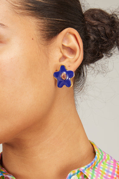 Lizzie Fortunato Earrings Camilo Stud Earrings in Navy Lizzie Fortunato Camilo Stud Earrings in Navy