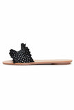 Loeffler Randall Shoes Birdie Ruffle Slide Sandal in Black/Cream