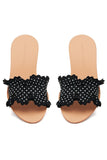 Loeffler Randall Shoes Birdie Ruffle Slide Sandal in Black/Cream