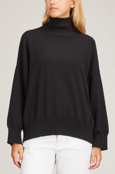 Loulou Studio Sweaters Murano High Collar Sweater in Black