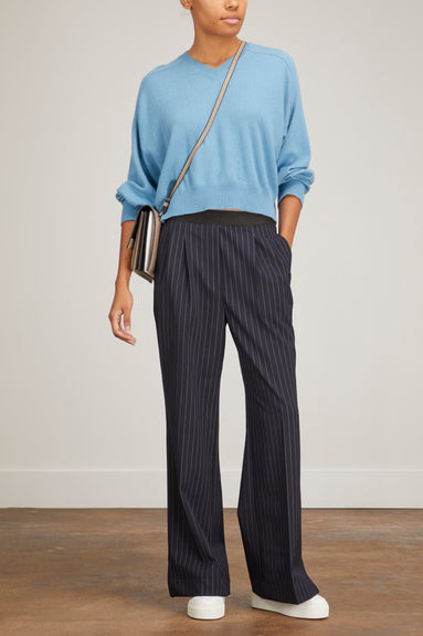 Loulou Studio Sweaters Emsalo V-Neck Sweater in Blue