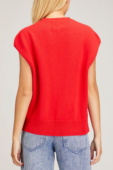 Loulou Studio Sweaters Sagar Short Sleeve Sweater in Red