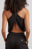 Loulou Studio Tops Sanibel Cross Back Top in Black