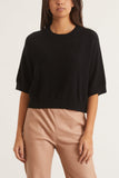 Loulou Studio Sweaters Short Sleeve Sweater in Black Loulou Studio Short Sleeve Sweater in Black
