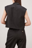 Loulou Studio Tops Tybee Crop Vest in Black Loulou Studio Tybee Crop Vest in Black