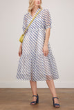 Lovebirds Dresses Overlap Sheer Dress in Ivory and Cobalt Blue