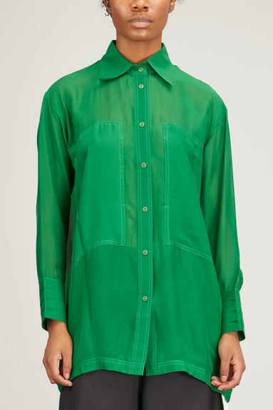Lovebirds Tops Chiffon Shirt in Green