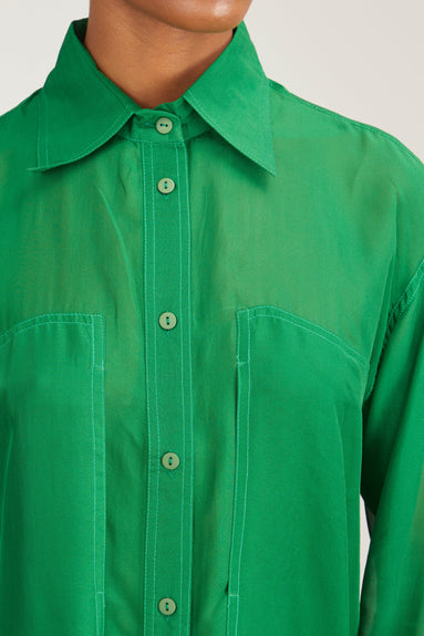Lovebirds Tops Chiffon Shirt in Green
