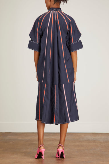 Lovebirds Dresses Multicolored Slots Shirt Dress in Navy Blue