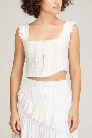 LoveShackFancy Tops Georgie Bustier in True White LoveShackFancy Georgie Bustier in True White