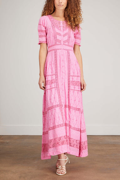 LoveShackFancy Dresses Kylen Victorian Maxi Dress in Hot Pink