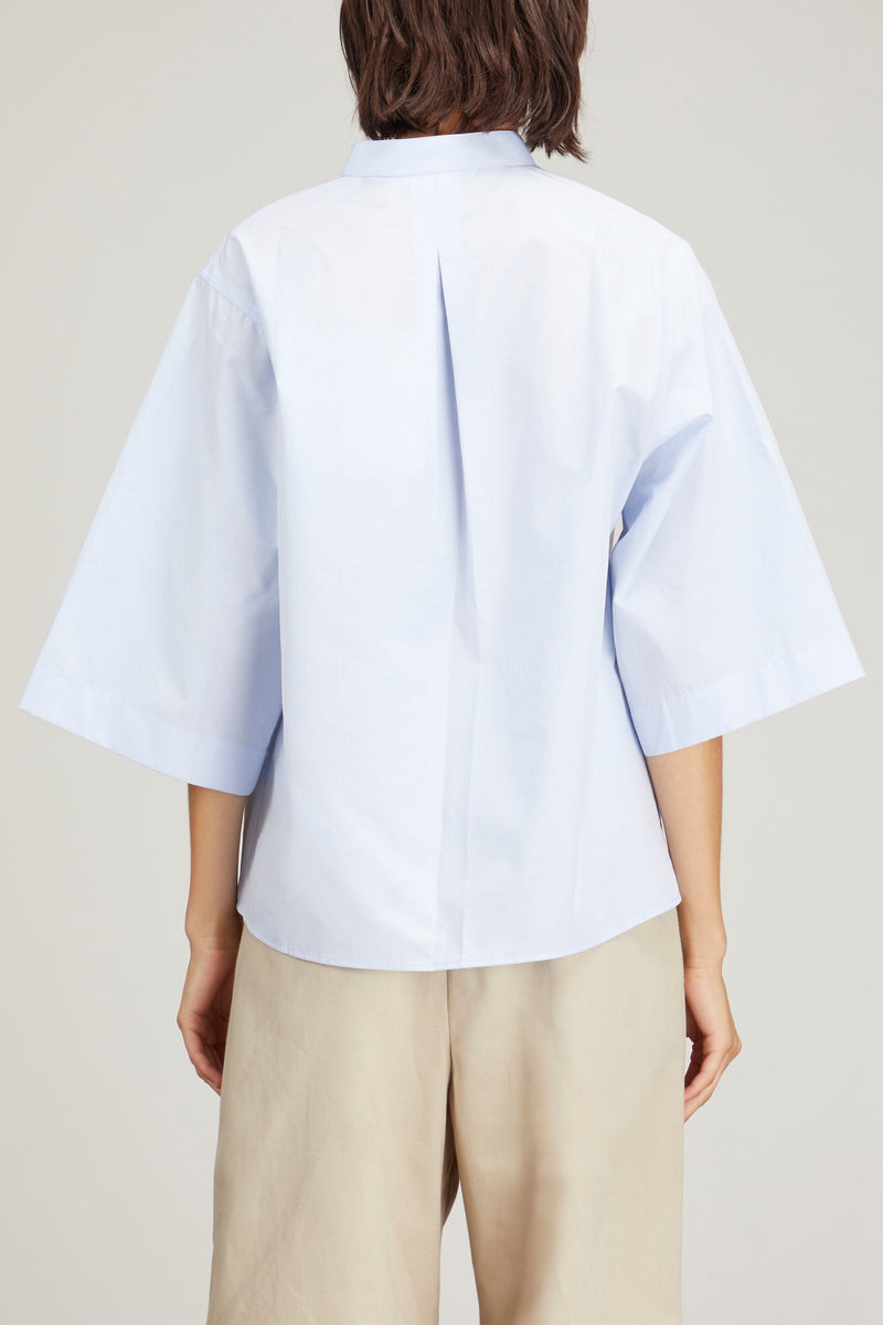 Mark Kenly Domino Tan Sarah Short Sleeve Shirt in Light Blue 