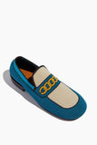 Marni Loafers Moccasin Shoe in Petroleum/Silk/White Marni Moccasin Shoe in Petroleum/Silk/White