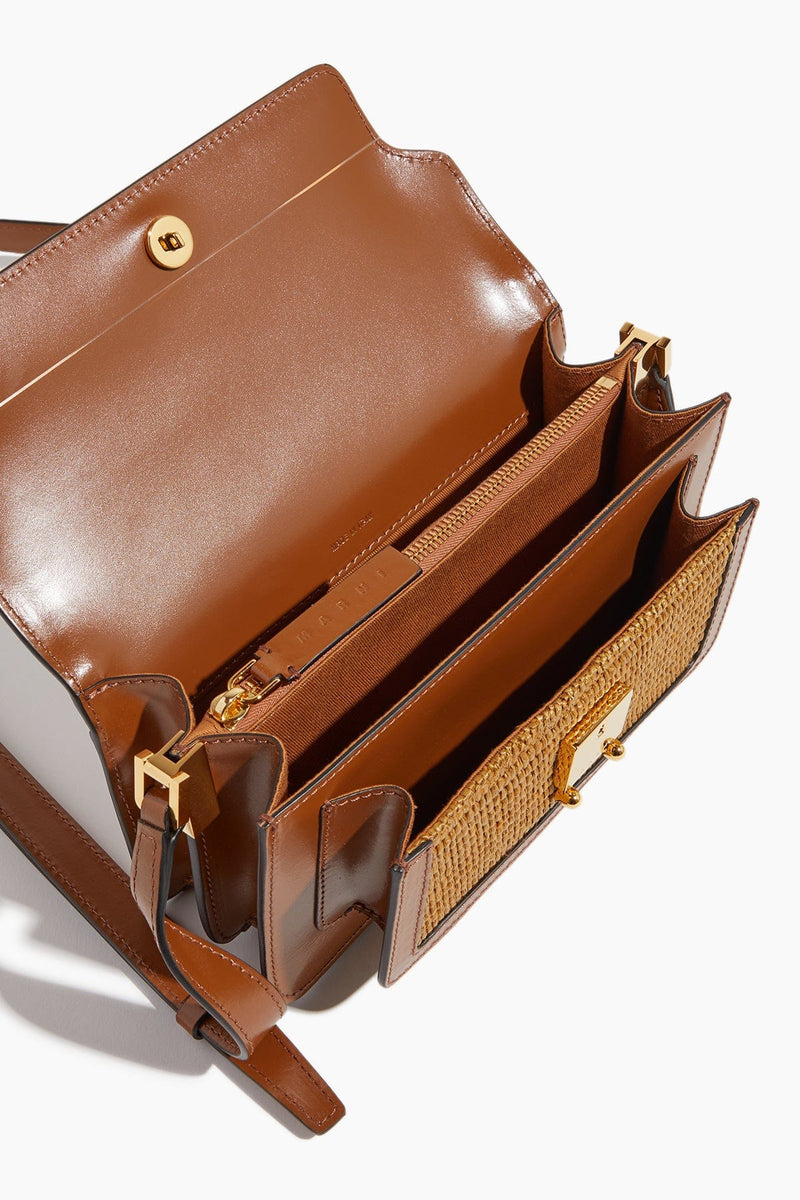 Brown white and orange saffiano leather Trunk bag