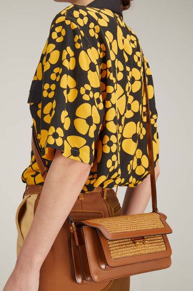 Marni Handbags Shoulder Bags Trunk Soft EW Shoulder Bag in Raw Sienna/Mocha
