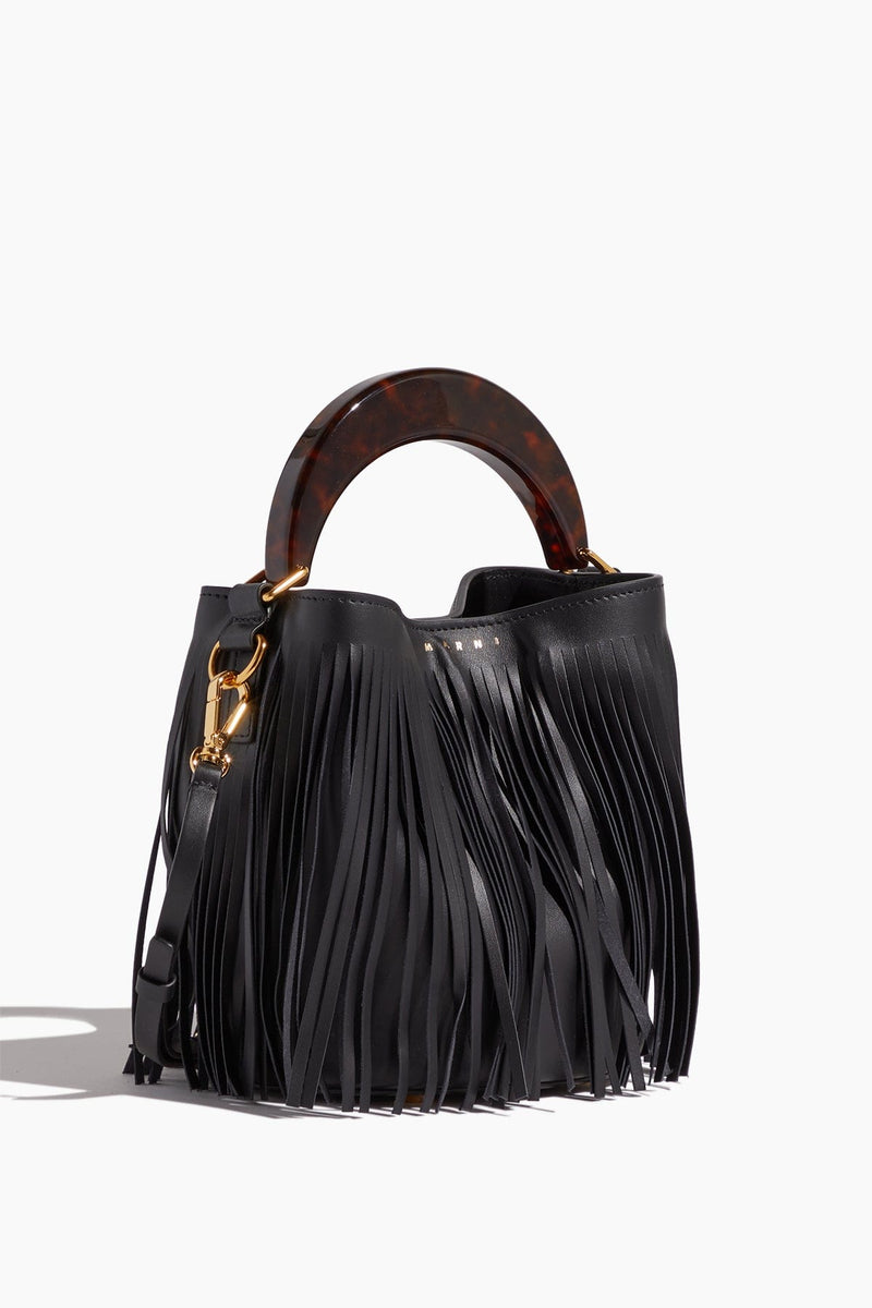 Venice Mini Bucket Bag in black leather