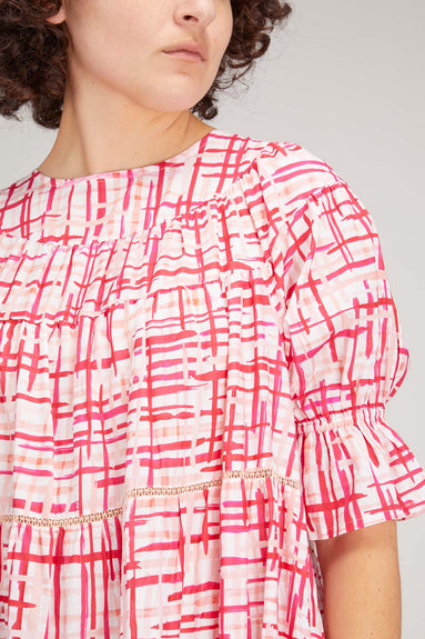 Merlette Dresses Paradis Printed Dress in Berry Crosshatch Merlette Paradis Printed Dress in Berry Crosshatch