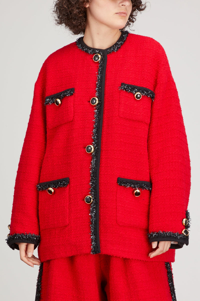 frugter Oxide roterende Meryll Rogge Oversized Tweed Jacket in Red – Hampden Clothing