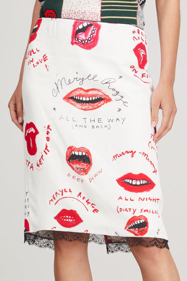 Meryll Rogge Skirts Slip Skirt with Lace in White Multi