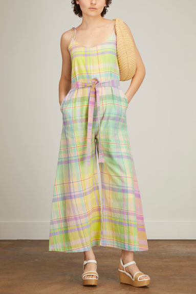 Mii Jumpsuits Handwoven Check Jumpsuit in Turquoise