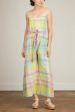 Mii Jumpsuits Handwoven Check Jumpsuit in Turquoise